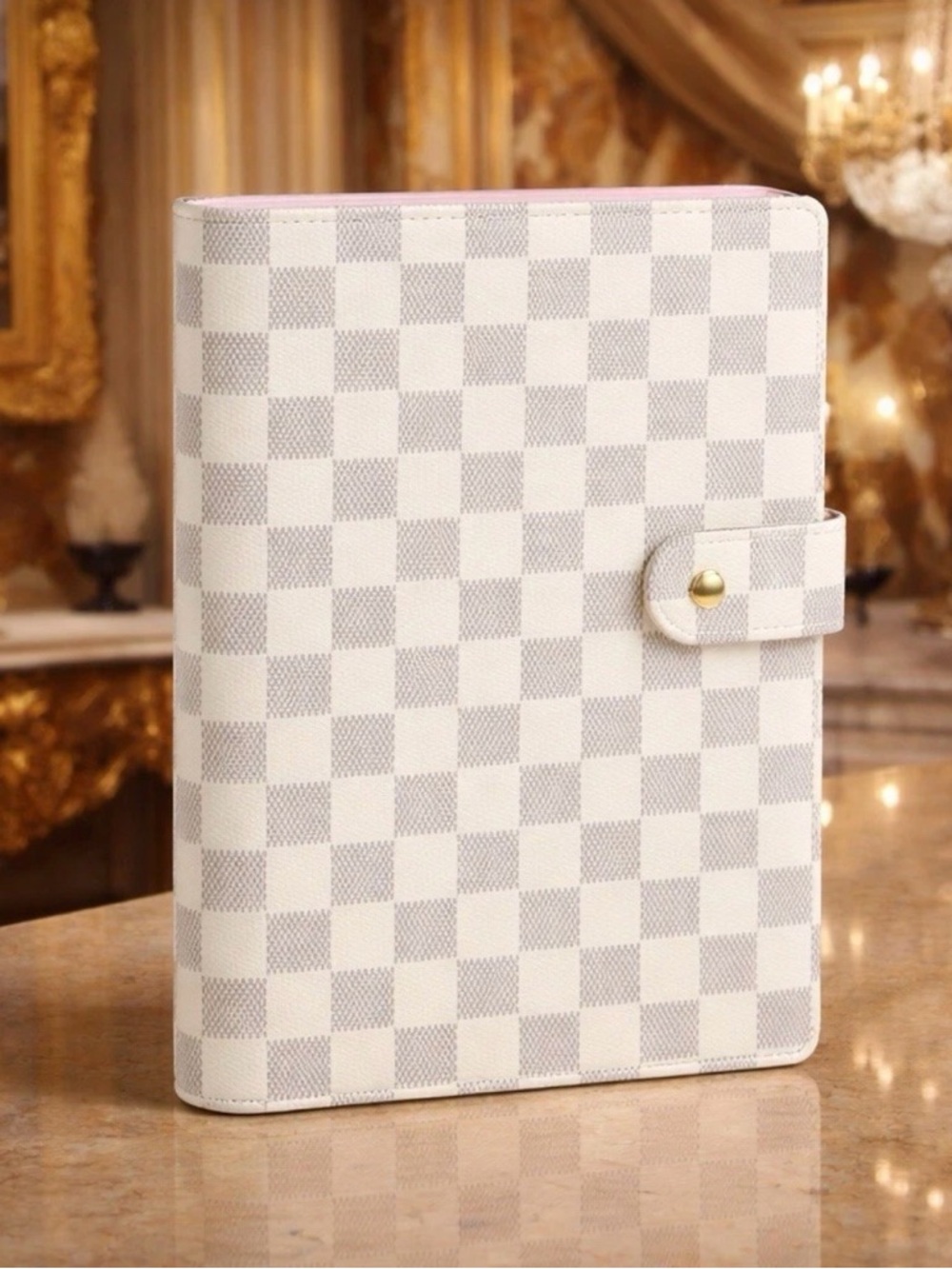 A5 Checkered Tablet Case with Pink Trim